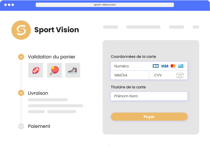 exemple de formulaire de paiement intégré à l'intérieur d'un site marchand